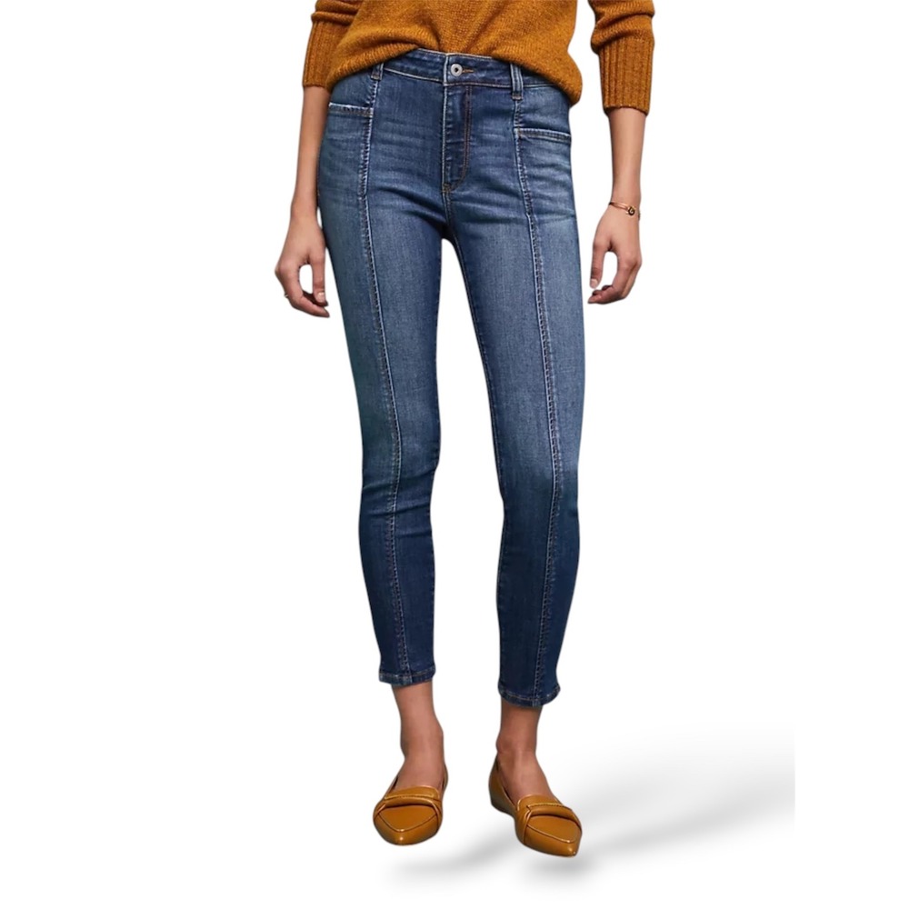 Pilcro and the Letterpress Anthropologie Seamed Skinny Jeans Blue Size 27